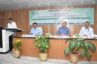 Dr. Abhilaksh Likhi, IAS, OSD, Ministry of Fisheries, Animal Husbandry and Dairying lauds the research efforts of ICAR-NBFGR 