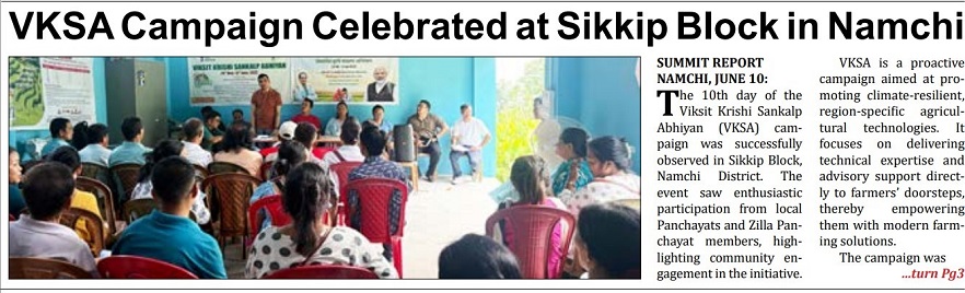 VKSA Campaign Celebrated at Sikkip Block in Namchi