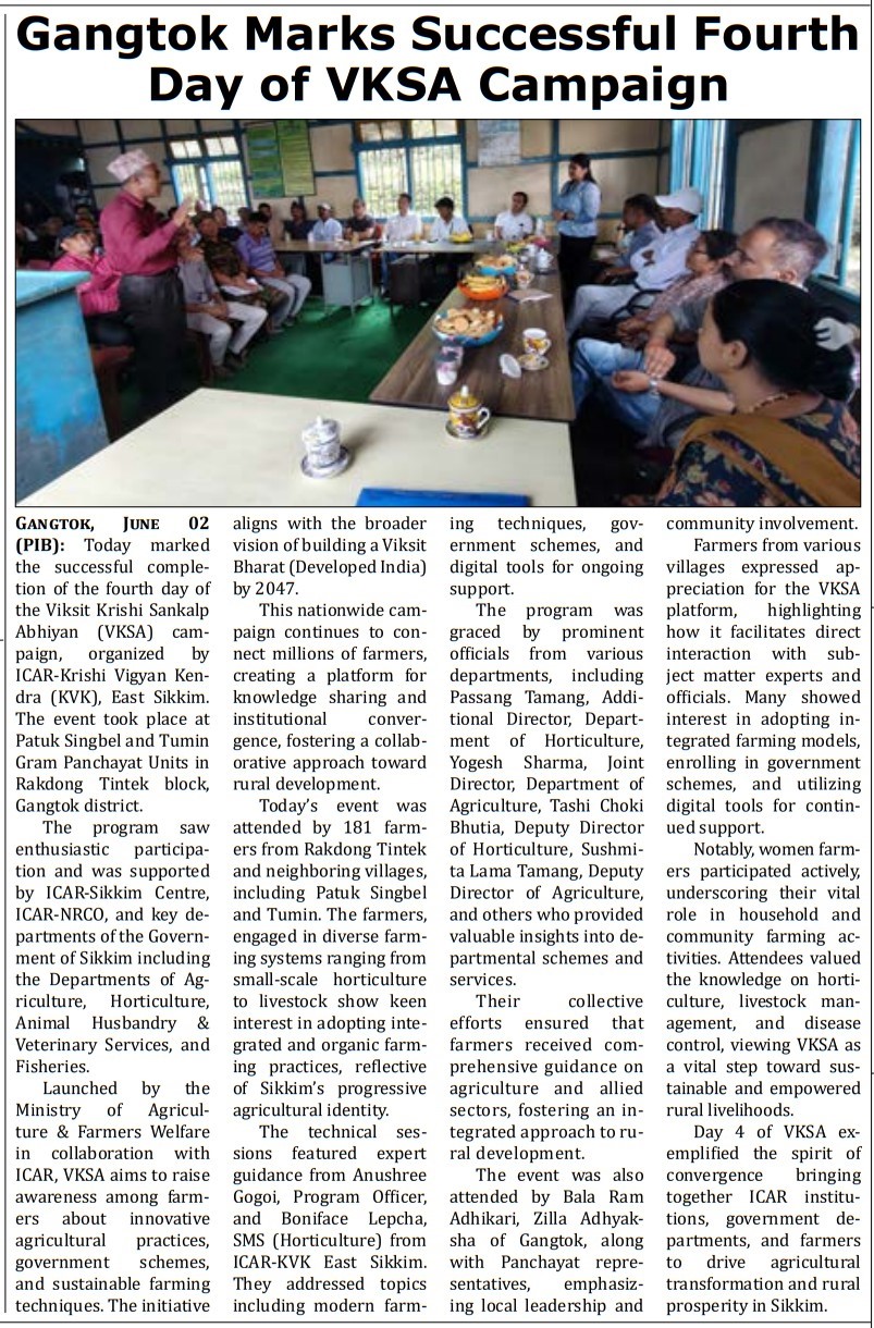 Gangtok Marks Successful Fourth Day of VKSA Campaign