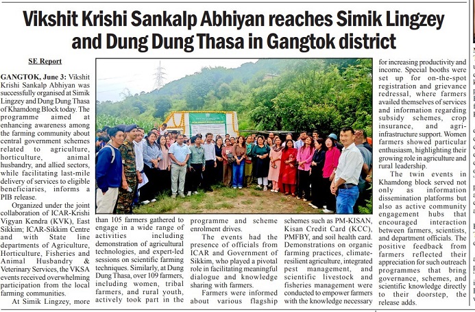 Vikshit Krishi Sankalp Abhiyan reaches Simik Lingzey and Dung Dung Thasa in Gangtok district