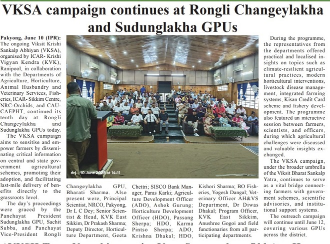 VKSA campaign continues at Rongli Changeylakha and Sudunglakha GPUs