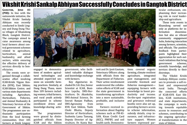Vikshit Krishi Sankalp Abhiyan Successfully Concludes in Gangtok District
