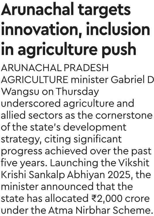 Arunachal targets innovation, inclusion in agriculture push