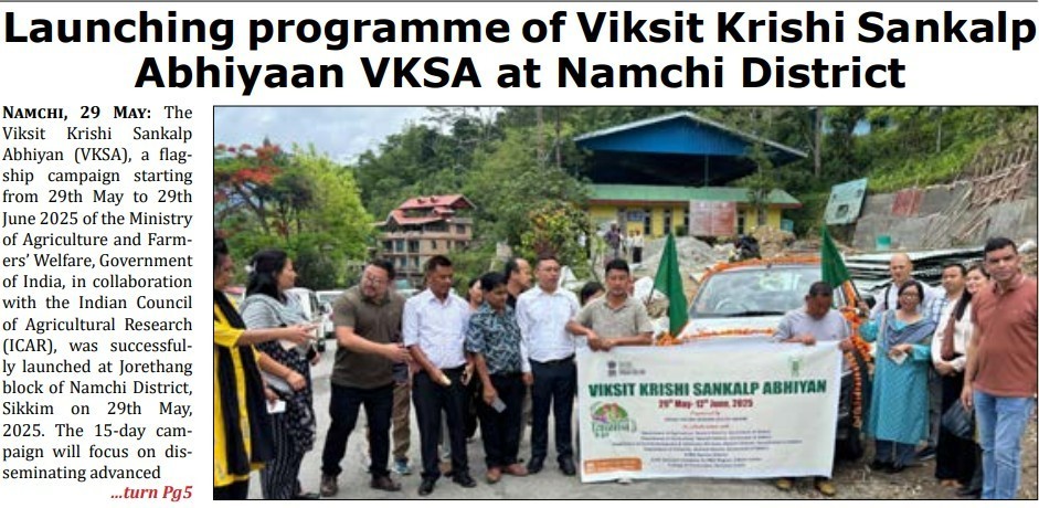 Launching programme of Viksit Krishi Sankalp Abhiyaan VKSA at Namchi District
