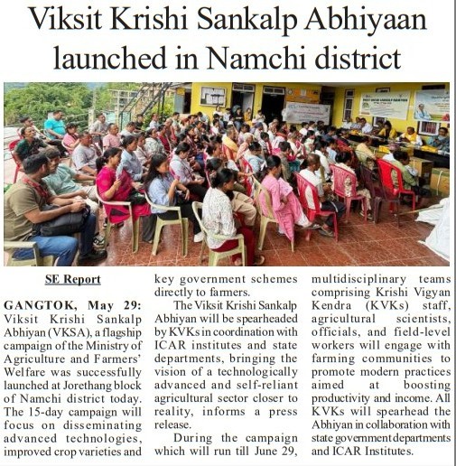 Viksit Krishi Sankalp Abhiyaan launched in Namchi district