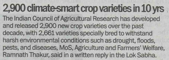 2900 climate-smart crop Varieties in 10 yrs