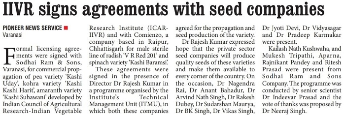 IIVR signs agreements with seed companies