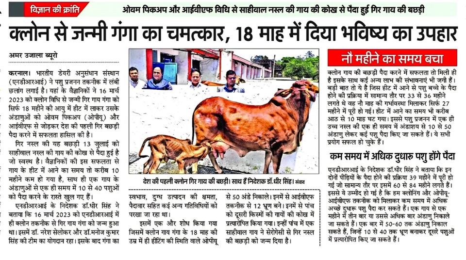 क्लोन से जन्मी गंगा का चमत्कार, 18 माह में दिया भविष्य का उपहार