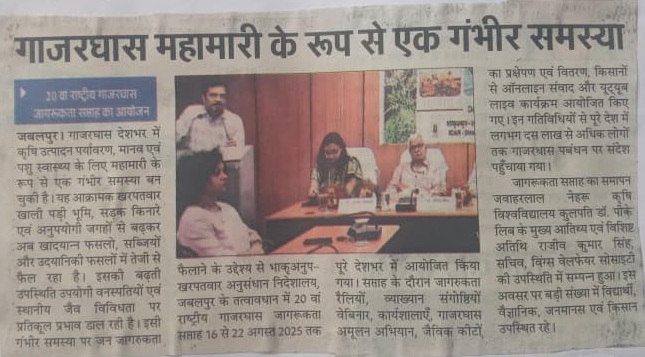 गाजरघास महामारी के रूप से एक गंभीर समस्या 