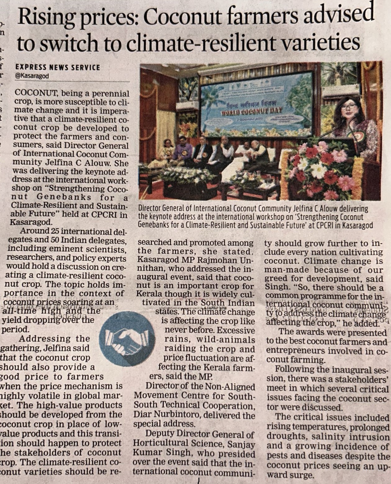 Rising prices : coconut farmers advised to switch to climate resilient varieties 