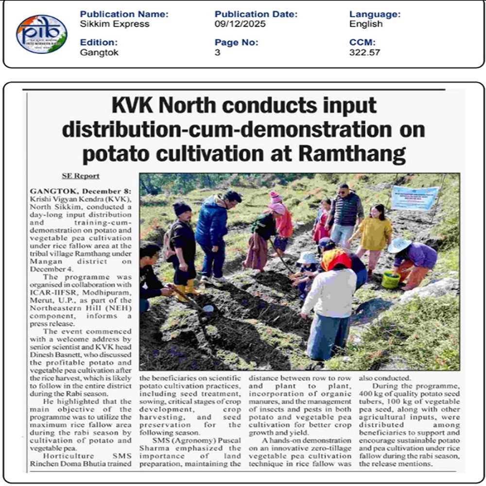 KVK North conducts input distribution-cum-demonstration on potato cultivation at Ramthang