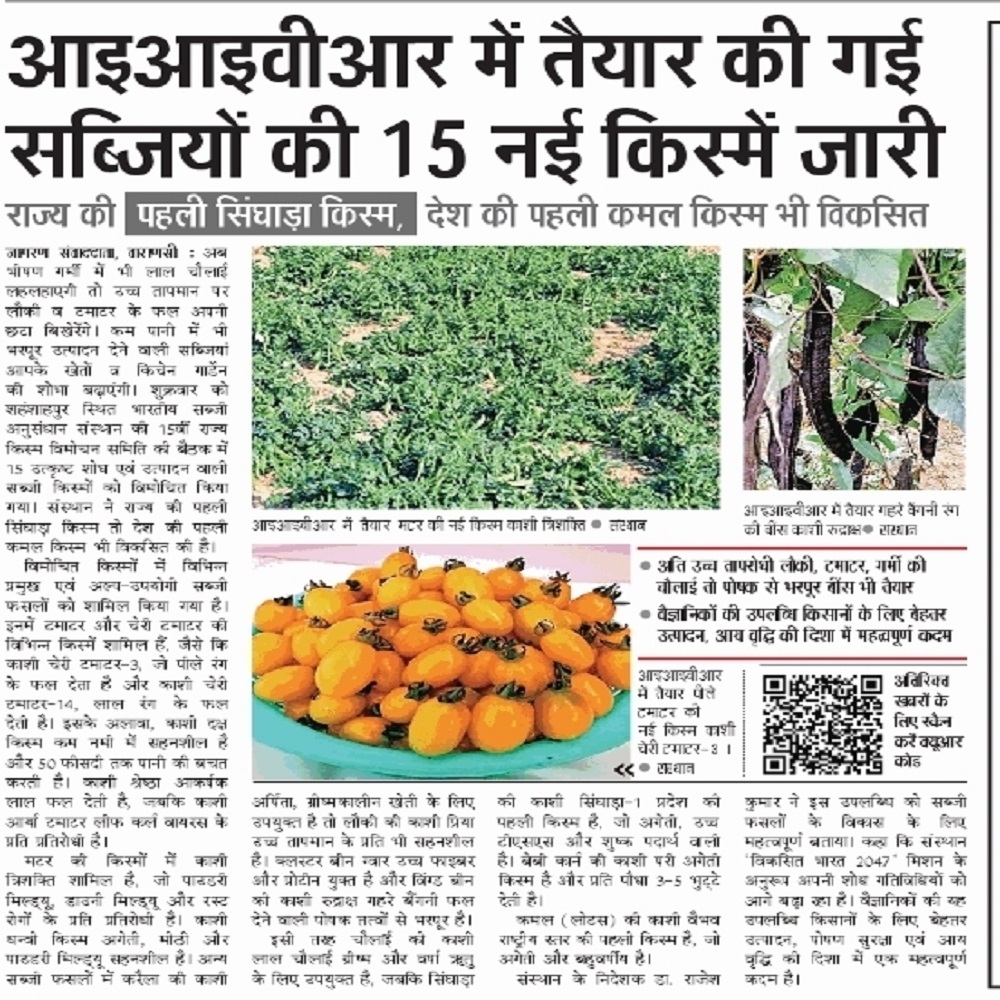 आइआइवीआर में तैयार की गई सब्जियों की 15 नई किस्में जारी