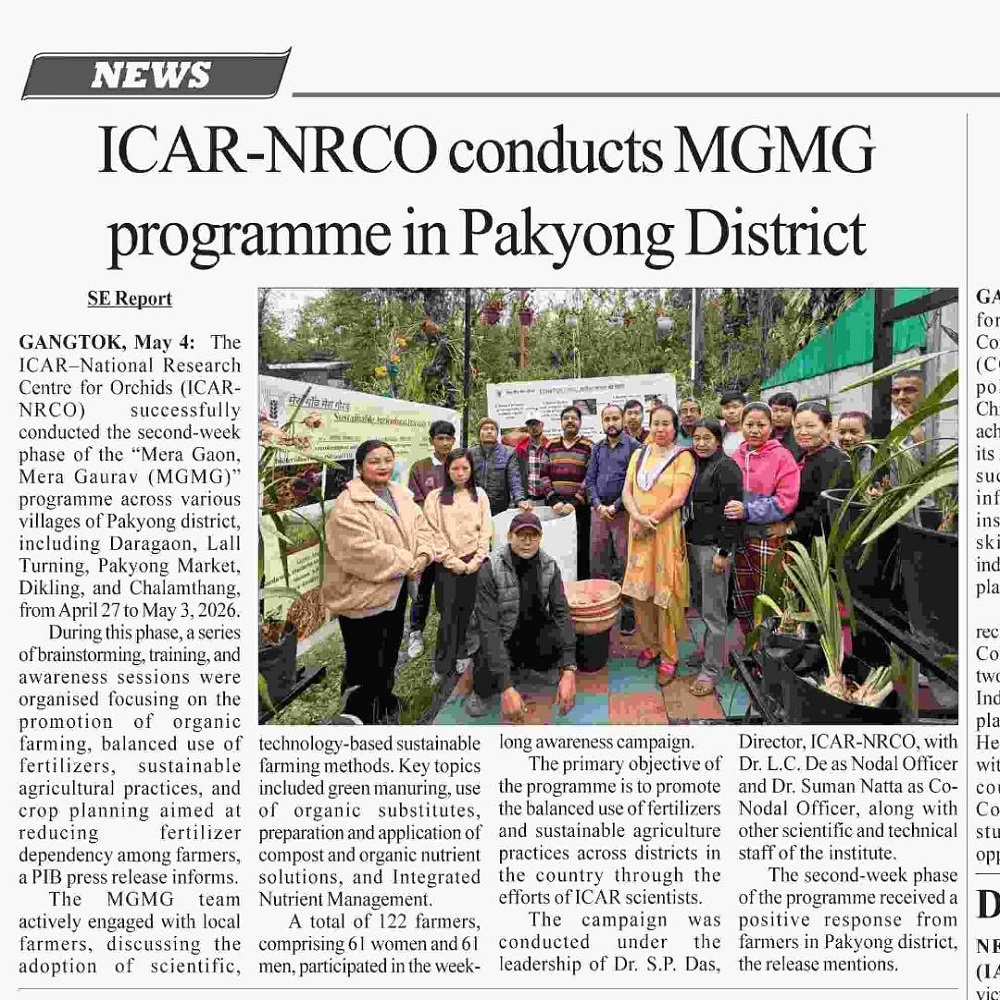 ICAR-NRCO conducts MGMG programme in Pakyong District