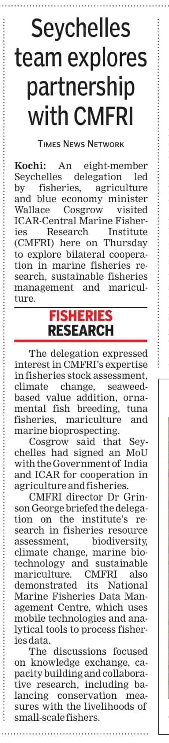 Seychelles team explores partnership with CMFRI