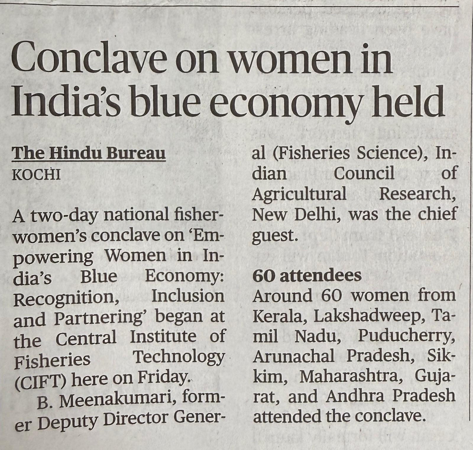 Conclave on women in India's blue economy held