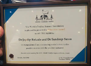ICAR-CARI, Bareilly Scientists Receive Prestigious WPSA Education Award 2026 at World's Poultry Congress in Canada